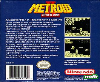 Metroid II Box Art - Back