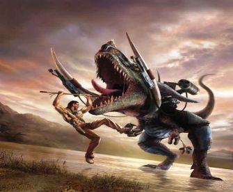 Turok Fights T-Rex Art
