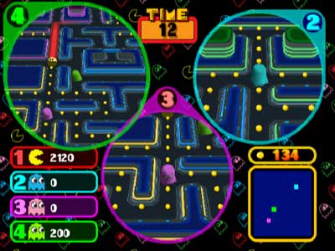Pac-Man VS GameCube screenshot (Pac-Man is played on the GBA screen)