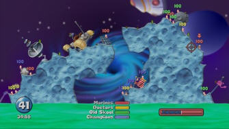 Worms Space Landscape screenshot