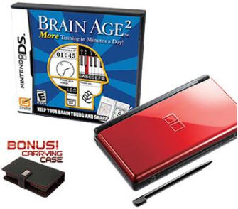 DS Lite dual-color red black Brain Age 2 Bundle