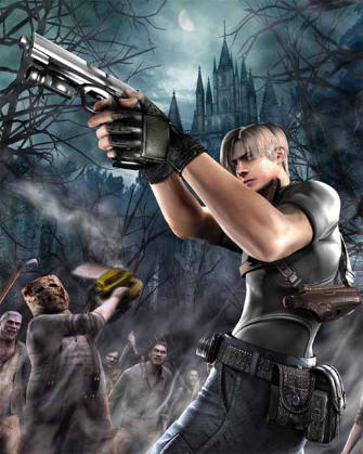 Resident Evil 4 Wii Art - Leon Being Chased By Chainsaw Guy