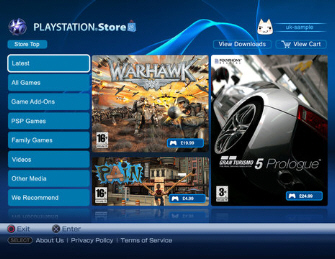 New PlayStation Store front