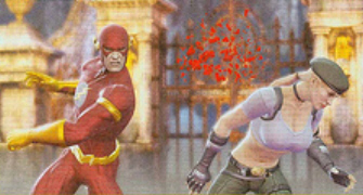 Flash fighting Sonya in Mortal Kombat vs DC Universe