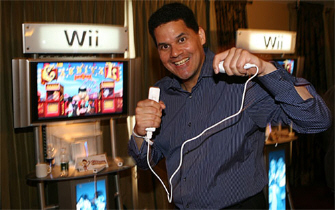 Talking about Wii storage makes Reggie happy!