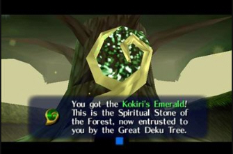 The Kokori's Emerald, first of many relics (Zelda: Ocarina of Time Screenshot)