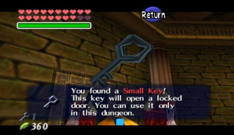Link gets a small key (Zelda: Ocarina of Time screenshot)