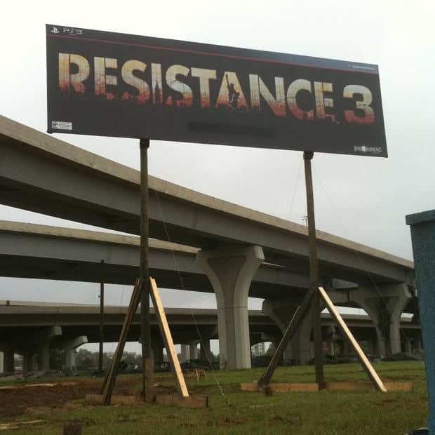 Resistance 3 logo on billboard