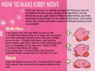 Kirby's Adventure Moving Controls Instruction Book Artwork