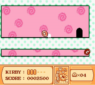 Rolling around as Wheel Kirby in this Kirby's Adventure Screenshot