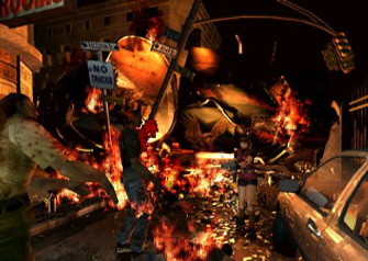 Resident Evil 2 Claire in the Raccoon City streets screenshot