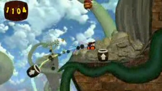 Donkey Kong Jungle Beat barrel cannons screenshot. New Play Control version