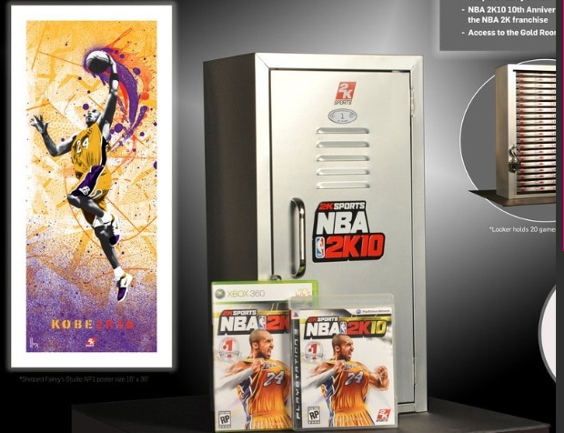 NBA 2K10 Anniversary special collector's edition includes mini-locker, figure of Bryant (not pictures) and a poster