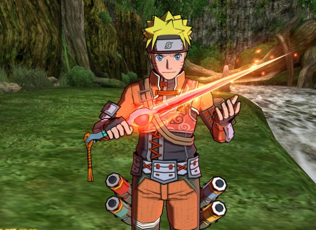 Naruto Shippuden Ryujinki Wii screenshot shows Dragon King Costume with Naruto's new Dragon Blade