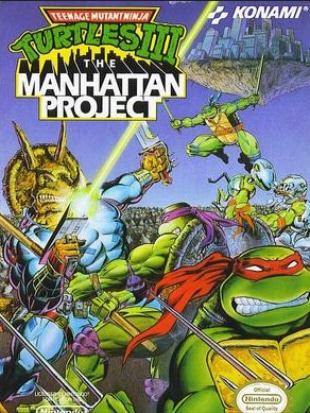 Turtles 3: The Manhattan Project NES box artwork