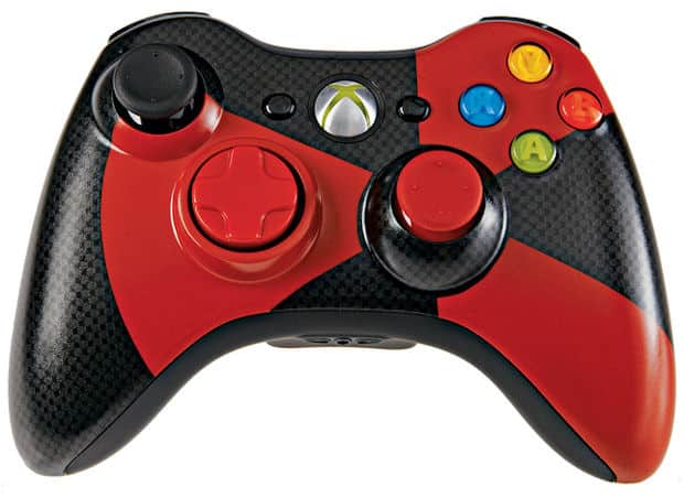 Red and Black color Xbox 360 controller