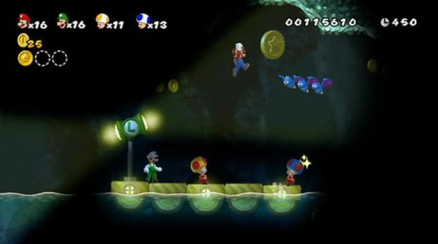 New Super Mario Bros Wii 4-player multiplayer co-op screenshot