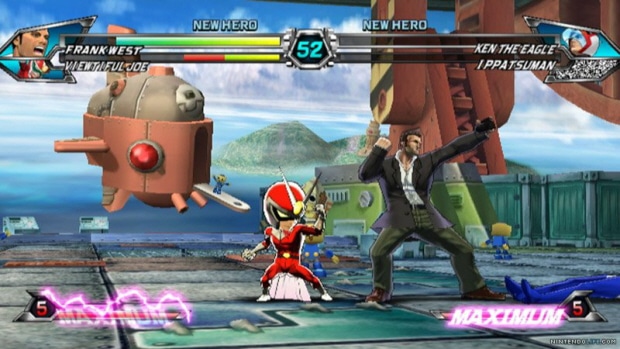 Tatsunoko vs Capcom walkthrough screenshot. Frank West and Viewtiful Joe