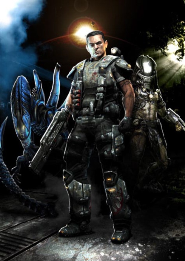 Aliens vs Predator GameStop pre-order costumes artwork