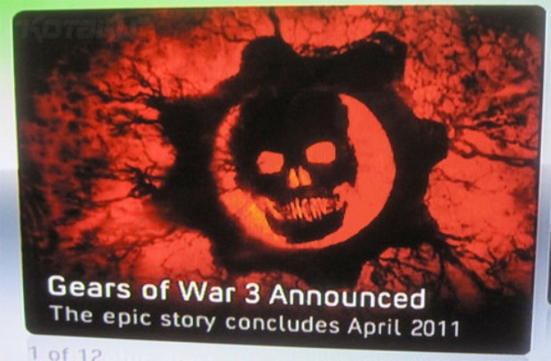Gears of War 3 release date Xbox Live dashboard ad