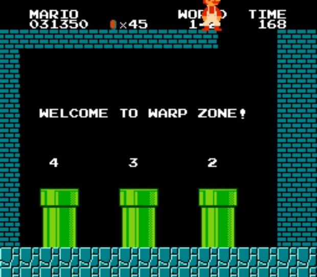 Super Mario Bros 1 Warp Zone walkthrough screenshot