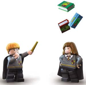 Lego Harry Potter wingardium leviosa practice picture of Ron and Hermione
