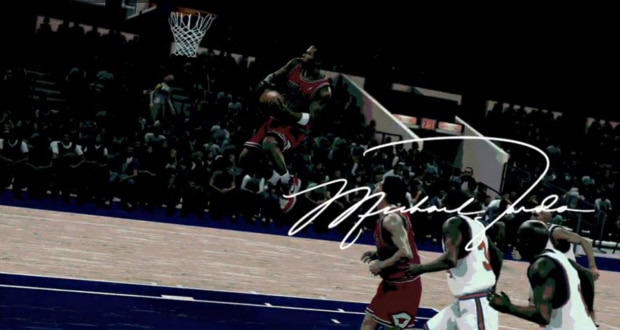NBA 2K11 Gamescom 2010 trailer screenshot with Michael Jordan signature