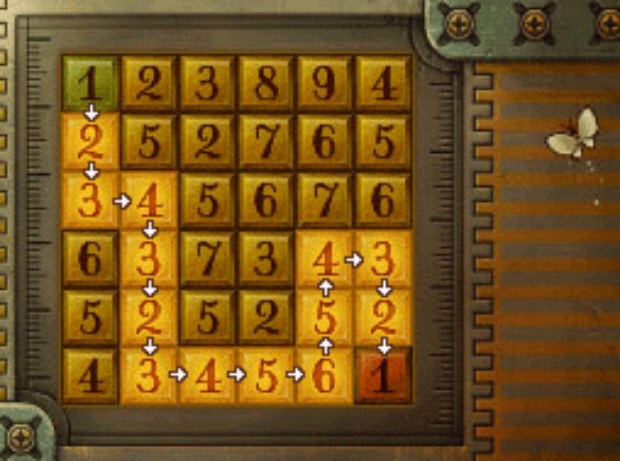 Professor Layton and the Unwound Future puzzle 113 One Step At A Time solution screenshot