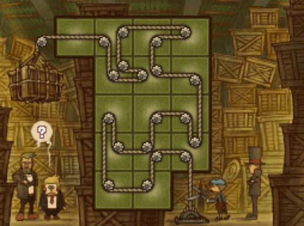 Professor Layton and the Unwound Future puzzle 114 Ropped In solution screenshot