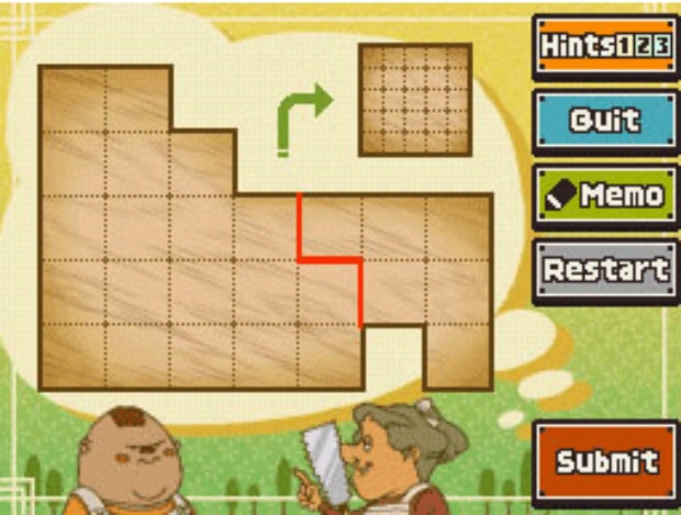 Professor Layton Unwound Future 43 Puzzle Answer Making the Cut Solution screenshot