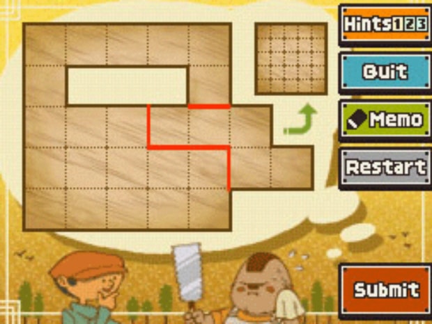 Professor Layton and the Unwound Future puzzle 53 Making Another Cut solution screenshot