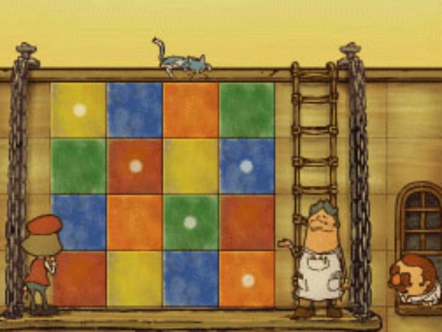 Professor Layton and the Unwound Future puzzle 73 Tricky Tilework solution screenshot