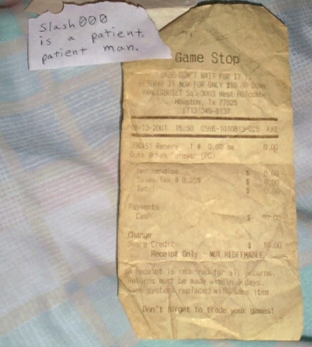 Duke Nukem Forever pre-order receipt Slash 000