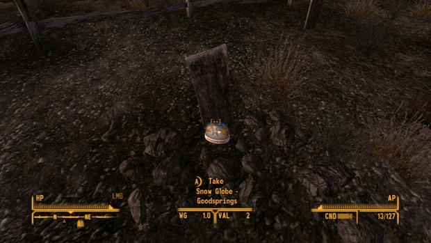 Fallout New Vegas Snow Globe Goodsprings Cemetery Screenshot for the PC, Xbox 360, PS3 Locations Guide