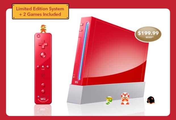 Red Wii Mario 25th Anniversary America system bundle