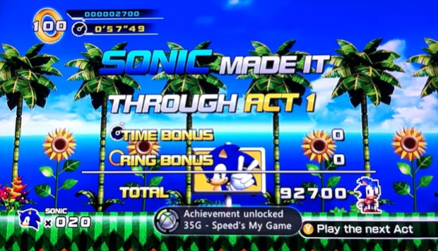 Sonic 4 Achievements Guide screenshot - Speeds My Game