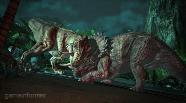 Jurassic Park 2011 game dinosaur fight screenshot (PC)