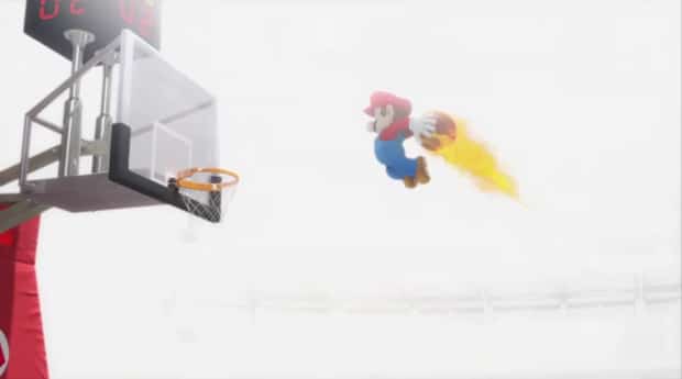 Mario basketball fireball dunk wallpaper artwork - Mario Sports Mix (Wii)