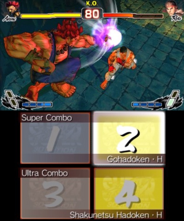 Super Street Fighter 4 3DS screenshot plus touchscreen simple controls