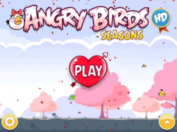 Angry Birds Valentine's Day Seasonal Update Title Screenshot (iPhone, iPod Touch, iPad, Android)
