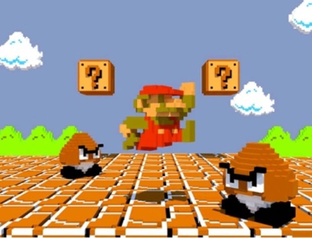Super Mario Bros. voxel 3D artwork