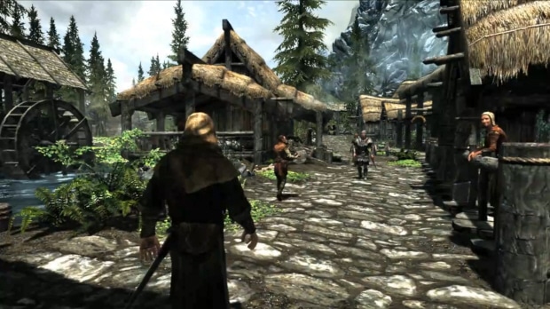 The Elder Scrolls V: Skyrim gameplay village screenshot (Xbox 360)