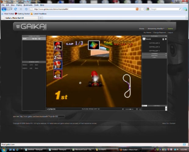 Gaikai cloud game service Mario Kart 64 screenshot