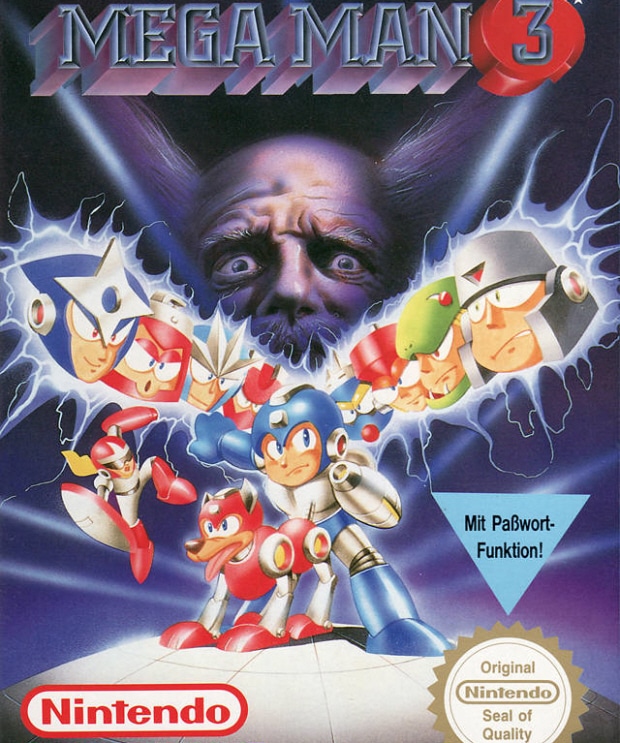 Mega Man 3 walkthrough box artwork (NES Europe)