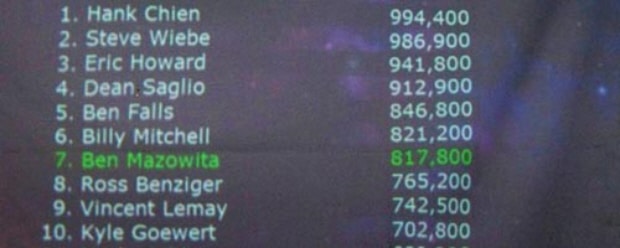 The Kong Off Donkey Kong High Scores for Billy Mitchel and Steve Wiebe