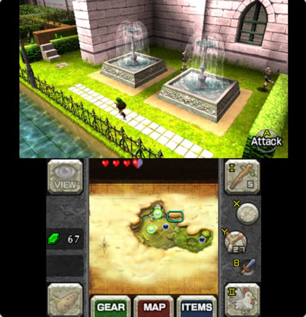 Zelda: Ocarina of Time 3D remakes the Castle Courtyard (3DS)