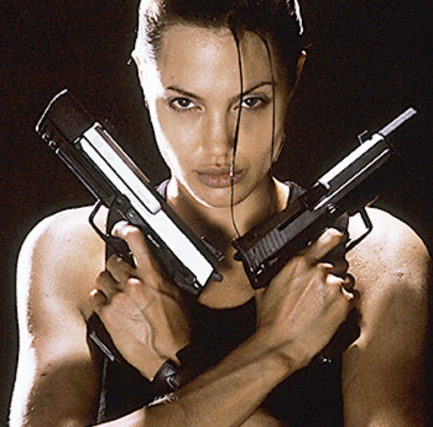 Double guns with Angelina Jolie as Lara Croft in Tomb Raider