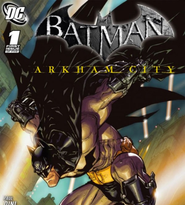 Batman: Arkham City comicbook cover artwork by Paul Dini and Carlos D'Anda