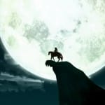 Link and Epona Silhouetted Moonside