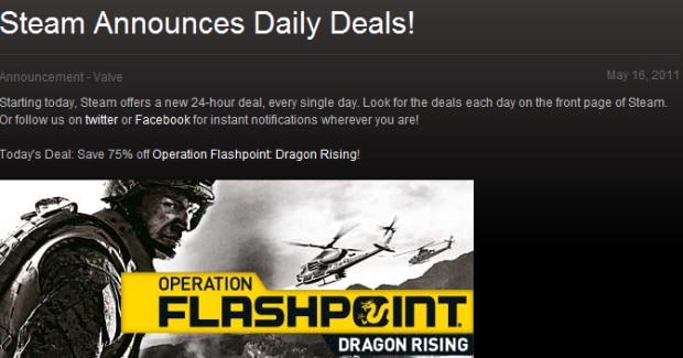 Steam daily deals banner announcement